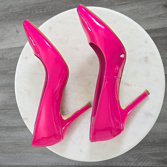 Le Chateau Hot Pink Patent Pointed-Toe Pumps - Picture 4 of 7